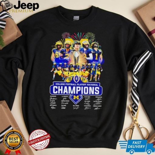 Michigan Wolverines team 2024 College Football Playoff National Champions signatures shirt