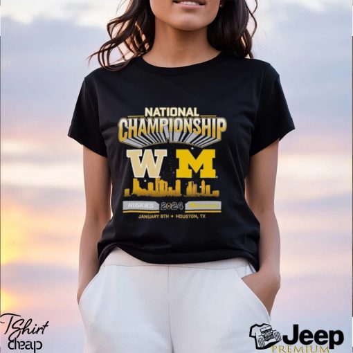 Michigan Wolverines vs. Washington Huskies College Football Playoff 2024 National Championship Game Head to Head Skyline T Shirt