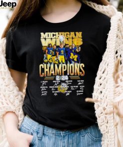 Michigan wins CFP National Champions 2024 player signatures logo shirt