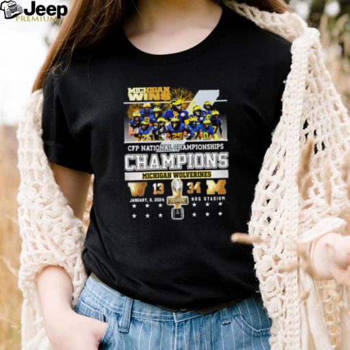 Michigan wins CFP National Championships Washington 13 34 Michigan players logo shirt