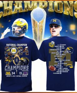 Michigan wolverines national champions 2024 champions michigan wolverines and washington huskies 34 13 shirt