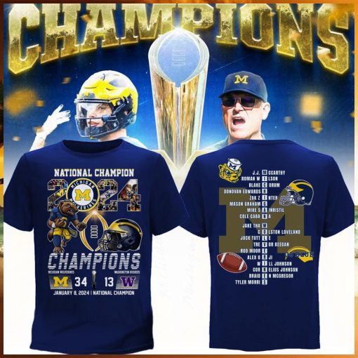 Michigan wolverines national champions 2024 champions michigan wolverines and washington huskies 34 13 shirt