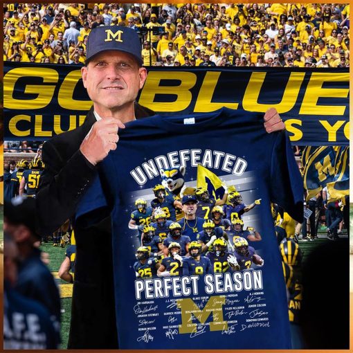 Michigan wolverines undefeated perfect season team player signature shirt