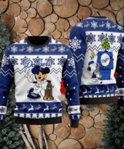 Mickey And Snoopy Dodgers Champions Ugly Christmas Sweater