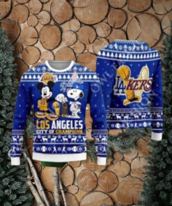 Mickey And Snoopy LA City of Champions Ugly Sweater