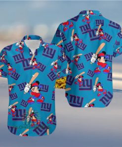 Mickey Mouse Baseball New York Giants Sapphire Hawaiian Camp Shirt