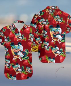 Mickey Mouse Beach Strawberry Maroon Mens Tall Hawaiian Shirts