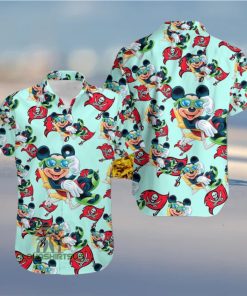 Mickey Mouse Beach Tampa Bay Buccaneers Light Blue Hawaiian Polo Shirt