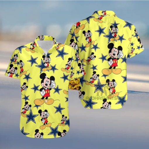 Mickey Mouse Call Phone Dallas Cowboys Yellow Famous Hawaiian Shirts