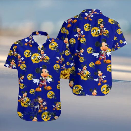 Mickey Mouse Character Green Bay Packers Nfl Navy Authentic Hawaiian Shirts