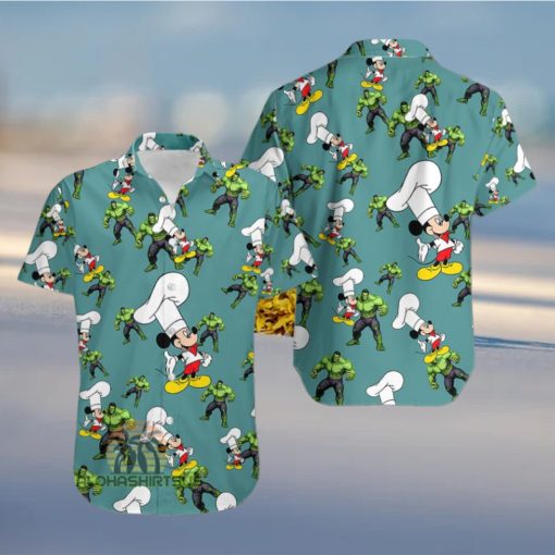 Mickey Mouse Chef Avengers Hulk Mens Cotton Hawaiian Shirts