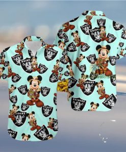 Mickey Mouse Explorer Oakland Raiders Light Blue Best Aloha Hawaiian Shirts