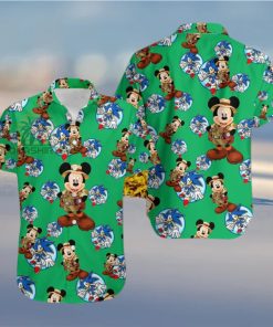 Mickey Mouse Explorer Segasonic The Hedgehog Irish Green Vintage Aloha Hawaiian Shirt