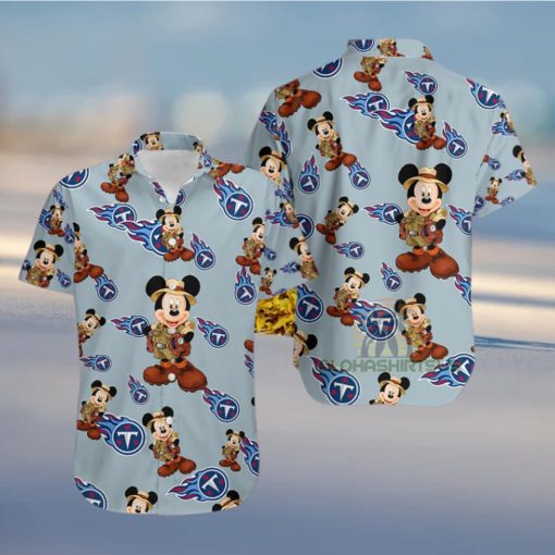 Mickey Mouse Explorer Tennessee Titans Grey Tropical Hawaiian Shirt