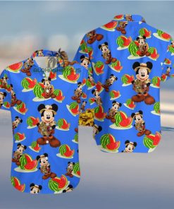 Mickey Mouse Explorer Watermelon Royal Blue Aloha Print Hawaiian Shirt