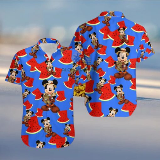 Mickey Mouse Explorer Watermelon Royal Blue Awesome Hawaiian Shirts