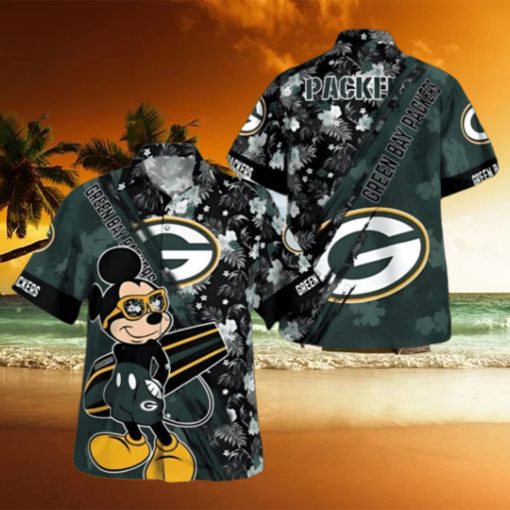 Mickey Mouse Floral Green Bay Packers Hawaiian Shirt