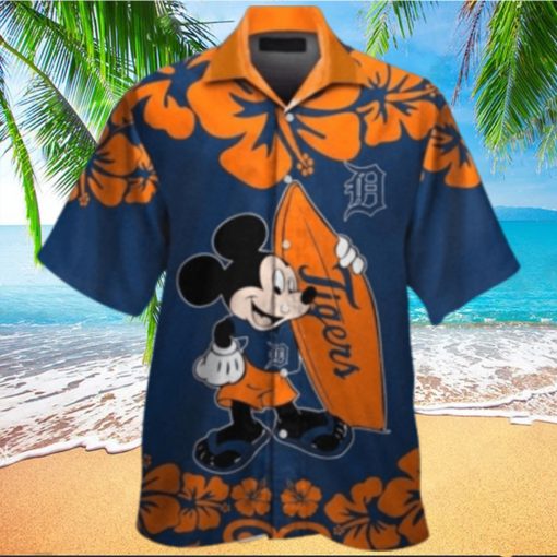 Mickey Mouse Hibiscus Flower Detroit Tigers Hawaiian Shirt