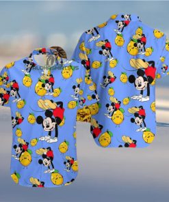 Mickey Mouse Hip Hop Lemon Blue Western Hawaiian Shirt