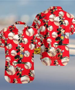 Mickey Mouse Hula White Baseball Red Youth Hawaiian Shirts