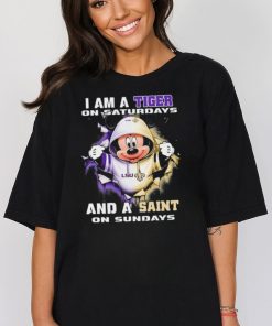 Mickey Mouse I Am A LSU Tigers On Saturdays And A Saint On Sundays Shirt