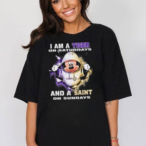 Mickey Mouse I Am A LSU Tigers On Saturdays And A Saint On Sundays Shirt