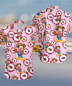 Mickey Mouse In Farm Arizona Cardinals Pink Slim Fit Hawaiian Shirt