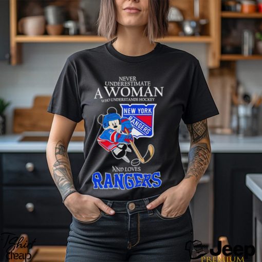 Mickey never underestimate a woman who understands hockey and loves Rangers shirt