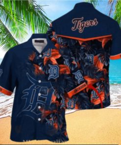 Midnight Tropical Leaf Patterns Detroit Tigers Personalized Hawaiian Shirt