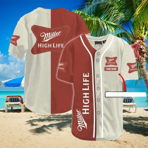 Miller High Life Custom Personalized Beer Baseball Jersey Champagne