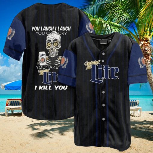 Miller Lite Beer Skull Skeleton Fan Baseball Jersey