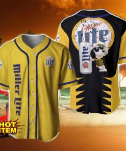 Miller Lite Snoopy Baseball Jersey Shirt For Snoopy Lovers Gift Ideas