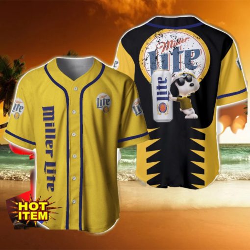 Miller Lite Snoopy Baseball Jersey Shirt For Snoopy Lovers Gift Ideas