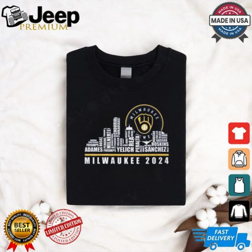 Milwaukee 2024 Baseball Team Player Name City Skyline T Shirt