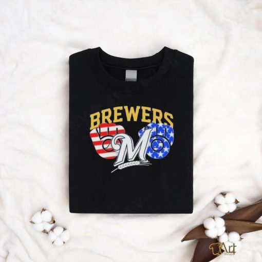 Milwaukee Brewers America Flags Celebrating 4th Of July T Shirt