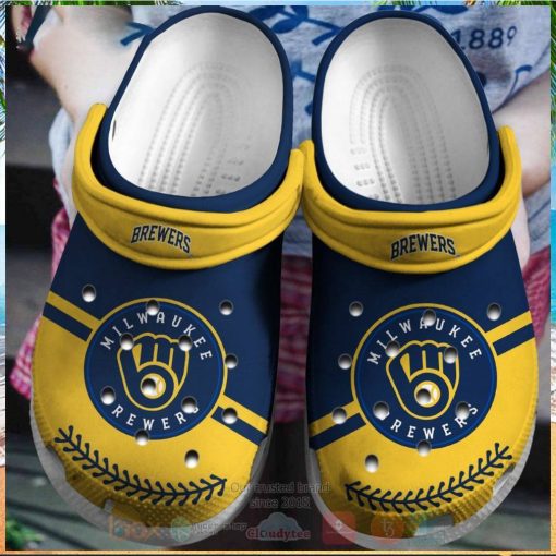 Milwaukee Brewers Yellow Navy Mlb Crocs Clog Shoes