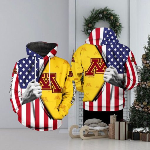 Minnesota Golden Gophers NCAA US Flag 3D Printed Hoodie