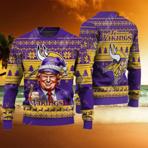 Minnesota Vikings Christmas Donald Trump Knitted Sweater