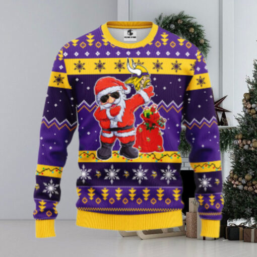 Minnesota Vikings Dabbing Santa Claus Ugly Christmas Sweater