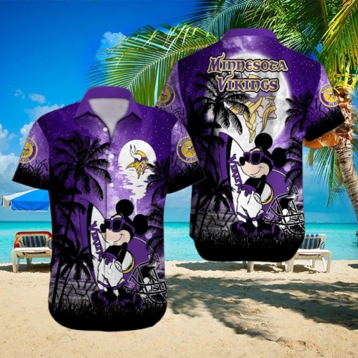 Minnesota Vikings Mickey Mouse Full Printing 3D Hawaiian Shirt