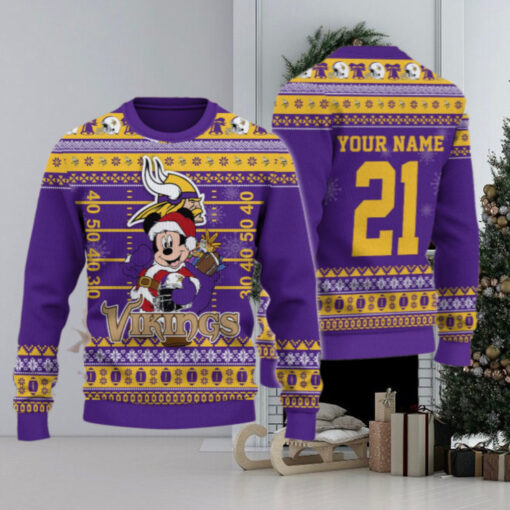 Minnesota Vikings Mickey Mouse Santa Ugly Christmas Sweater