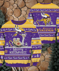 Minnesota Vikings NFL 2024 Merrykissmyass Funny Santa Claus Christmas Ugly Sweater