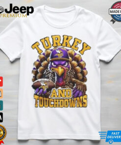 Minnesota Vikings NFL Happy Thanksgiving Turkey And Touchdowns Shirt