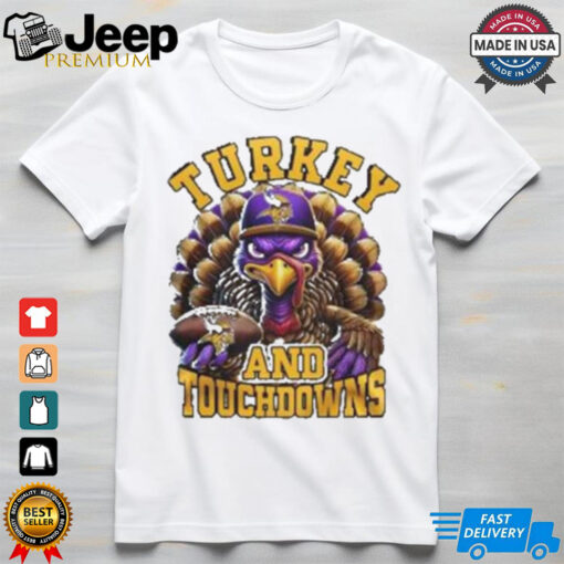 Minnesota Vikings NFL Happy Thanksgiving Turkey And Touchdowns Shirt