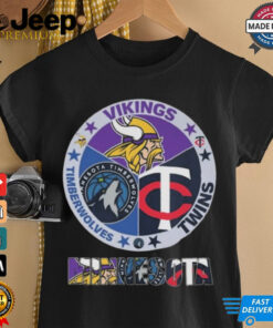 Minnesota Vikings Twins And Timberwolves City Champions Logo 2024 Shirt