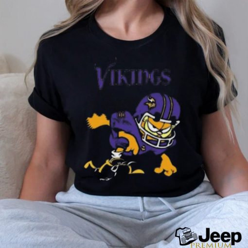 Minnesota vikings garfield cat grumpy football player shirt