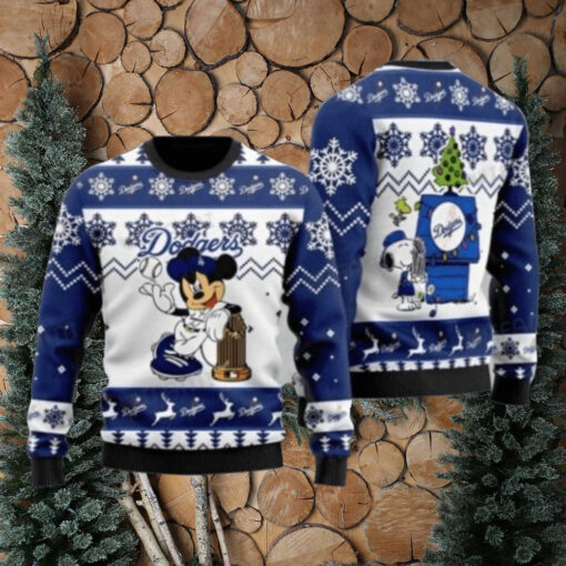 Minnie Mouse Dodgers Ugly Christmas Sweater With Trophy