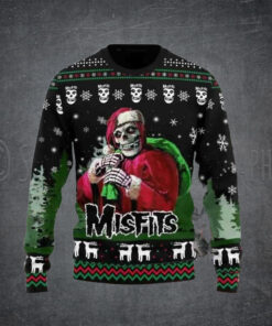 Misfits Santa Skull Chirstmas Gifts 2024 Xmas For Family And Friends Ugly Sweater