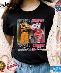 Missouri Tigers On Saturdays and Kansas City Chiefs On Sundays Mascots T Shirt