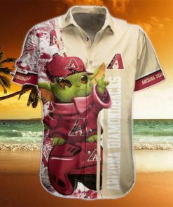 Mlb Arizona Diamondbacks Red Gold Baby Yoda Trendy Hawaiian Shirt Aloha Shirt